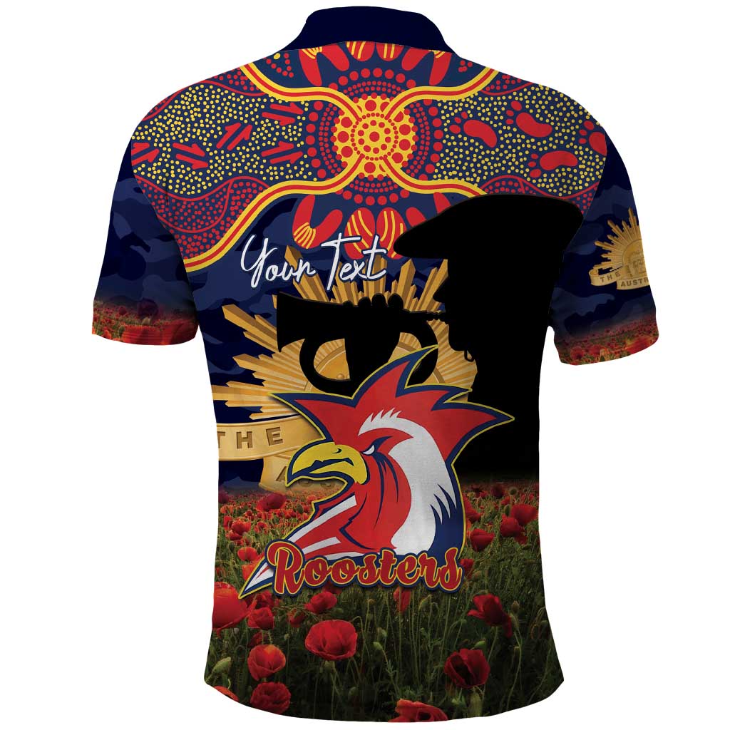 Personalised Roosters Rugby ANZAC Day Polo Shirt Last Post Poppy We Will Remember Them