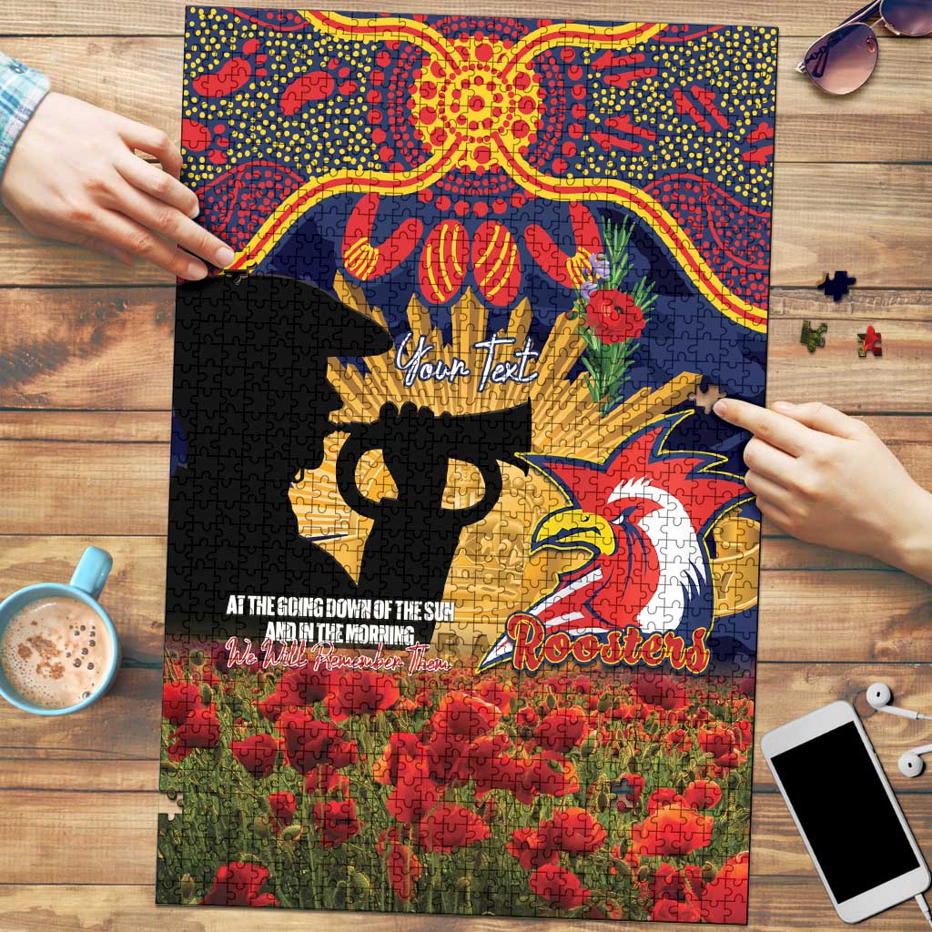 Personalised Roosters Rugby ANZAC Day Puzzle Last Post Poppy We Will Remember Them