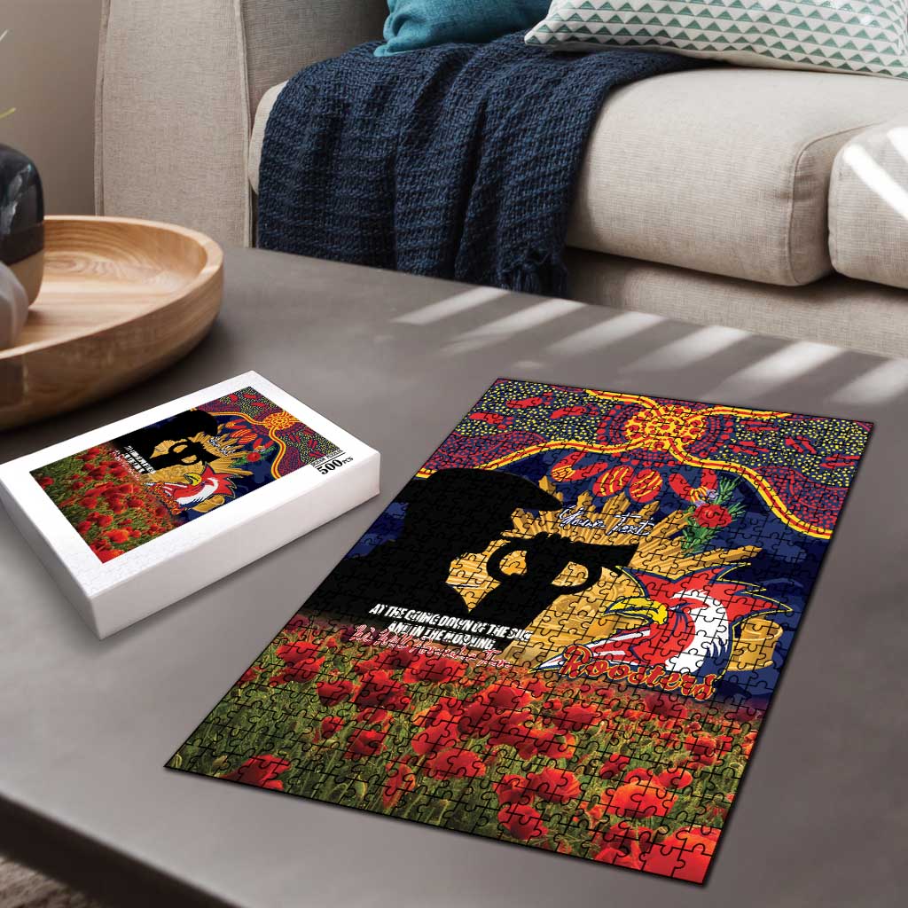 Personalised Roosters Rugby ANZAC Day Puzzle Last Post Poppy We Will Remember Them