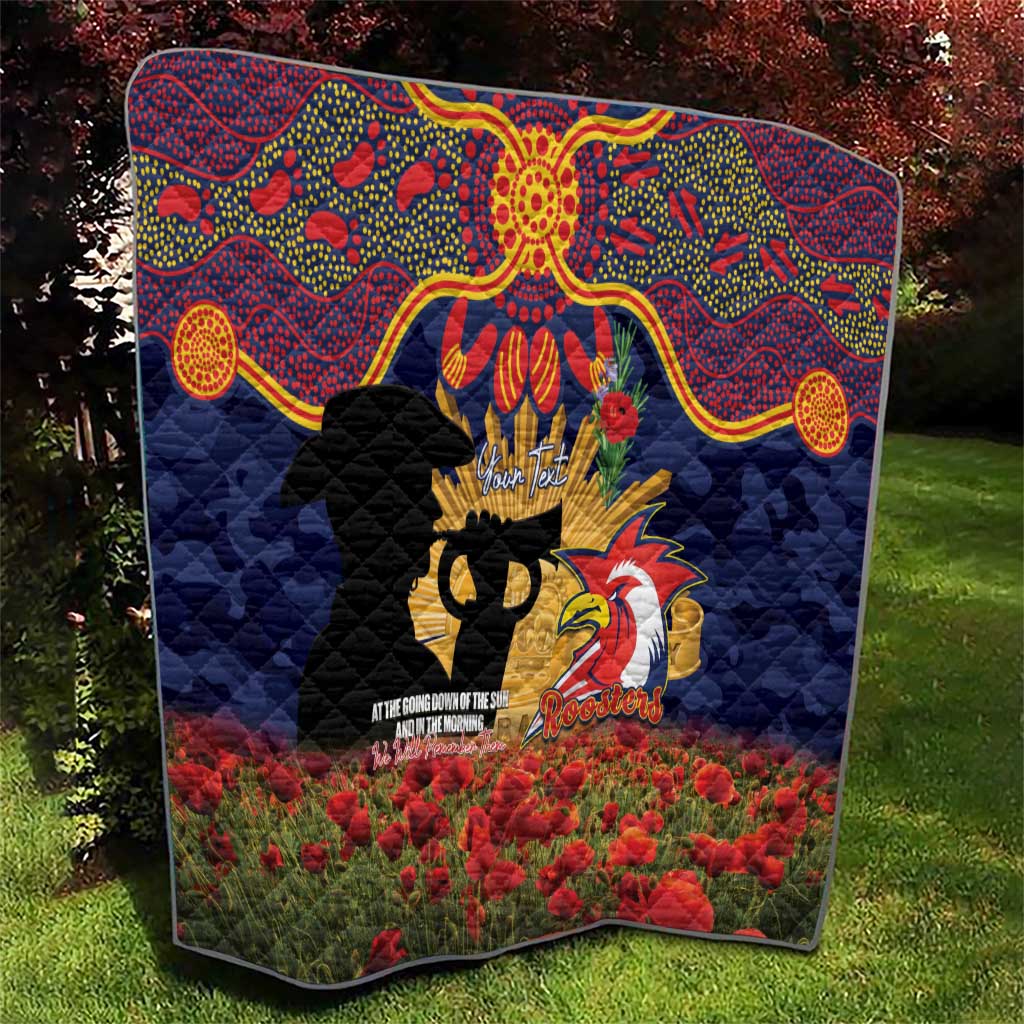 Personalised Roosters Rugby ANZAC Day Quilt Last Post Poppy We Will Remember Them