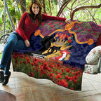 Personalised Roosters Rugby ANZAC Day Quilt Last Post Poppy We Will Remember Them