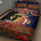 Personalised Roosters Rugby ANZAC Day Quilt Bed Set Last Post Poppy We Will Remember Them