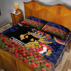 Personalised Roosters Rugby ANZAC Day Quilt Bed Set Last Post Poppy We Will Remember Them