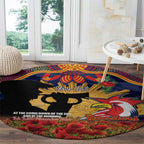 Personalised Roosters Rugby ANZAC Day Round Carpet Last Post Poppy We Will Remember Them
