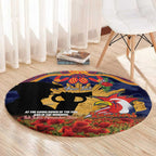 Personalised Roosters Rugby ANZAC Day Round Carpet Last Post Poppy We Will Remember Them