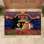 Personalised Roosters Rugby ANZAC Day Rubber Doormat Last Post Poppy We Will Remember Them