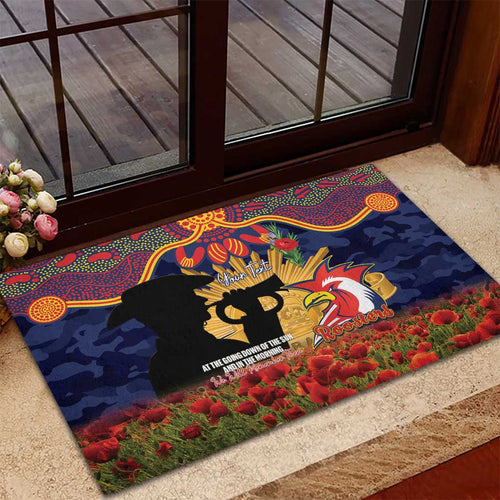 Personalised Roosters Rugby ANZAC Day Rubber Doormat Last Post Poppy We Will Remember Them