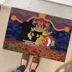 Personalised Roosters Rugby ANZAC Day Rubber Doormat Last Post Poppy We Will Remember Them