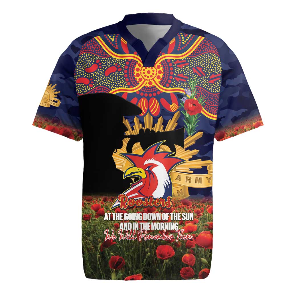 Personalised Roosters Rugby ANZAC Day Rugby Jersey Last Post Poppy We Will Remember Them