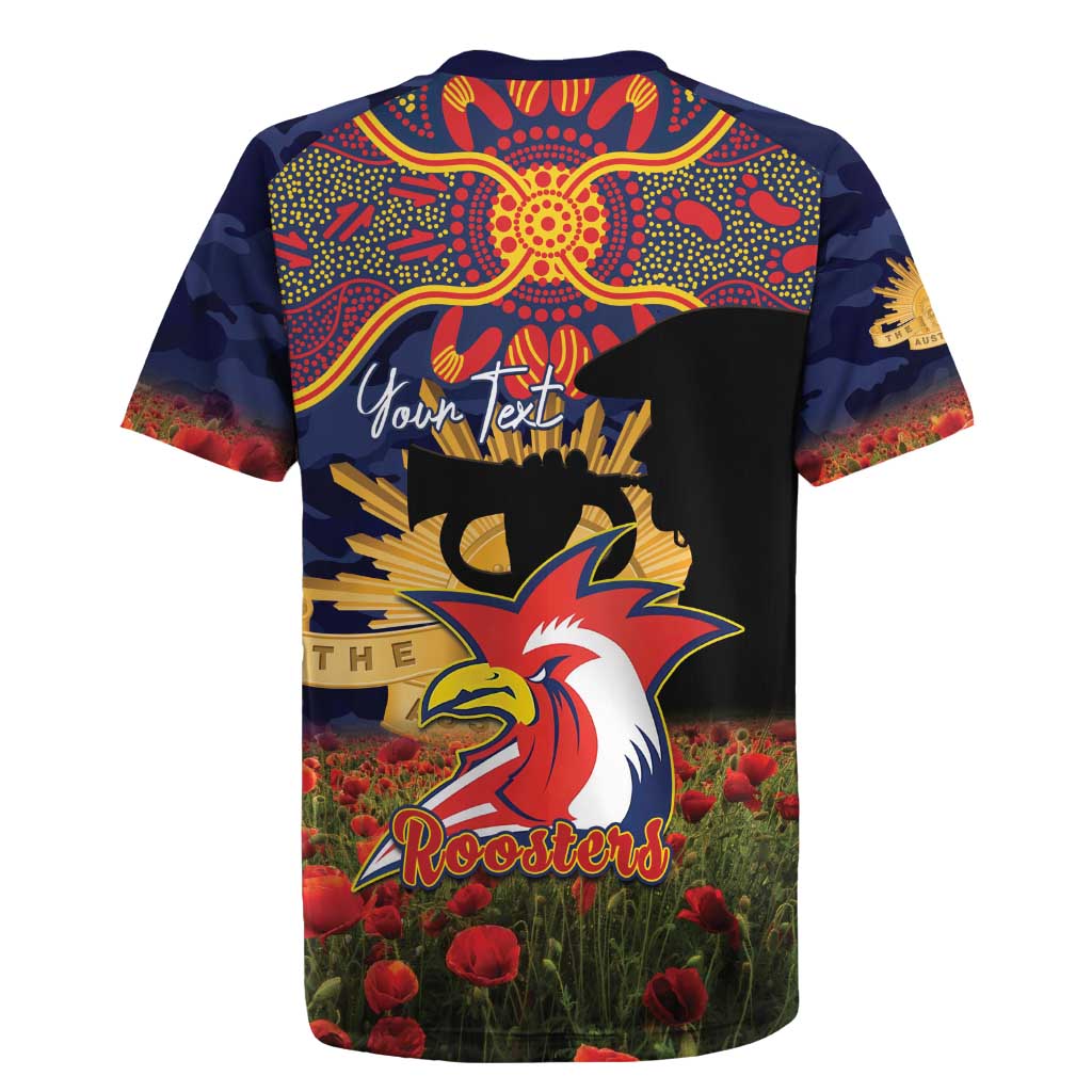 Personalised Roosters Rugby ANZAC Day Rugby Jersey Last Post Poppy We Will Remember Them