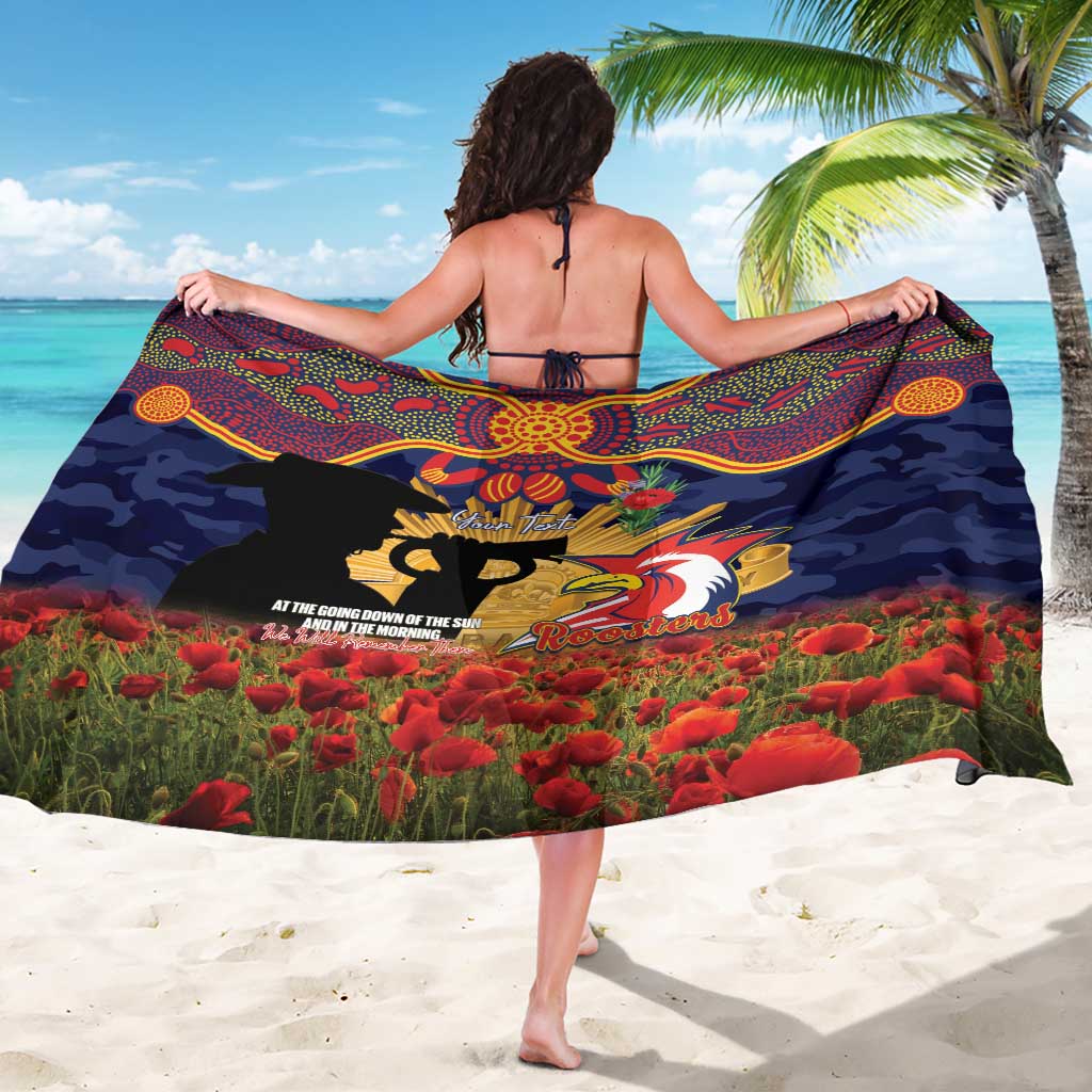 Personalised Roosters Rugby ANZAC Day Sarong Last Post Poppy We Will Remember Them