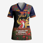 Personalised Roosters Rugby ANZAC Day Scrub Top Last Post Poppy We Will Remember Them