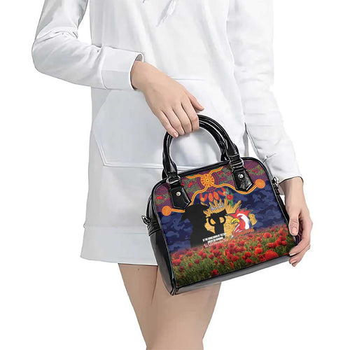 Personalised Roosters Rugby ANZAC Day Shoulder Handbag Last Post Poppy We Will Remember Them