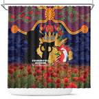 Personalised Roosters Rugby ANZAC Day Shower Curtain Last Post Poppy We Will Remember Them