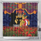 Personalised Roosters Rugby ANZAC Day Shower Curtain Last Post Poppy We Will Remember Them