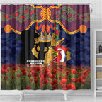 Personalised Roosters Rugby ANZAC Day Shower Curtain Last Post Poppy We Will Remember Them