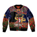 Personalised Roosters Rugby ANZAC Day Sleeve Zip Bomber Jacket Last Post Poppy We Will Remember Them