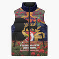 Personalised Roosters Rugby ANZAC Day Sleeveless Puffer Jacket Last Post Poppy We Will Remember Them