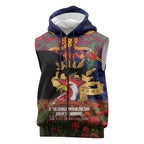 Personalised Roosters Rugby ANZAC Day Sleeveless Zip Hoodie Last Post Poppy We Will Remember Them