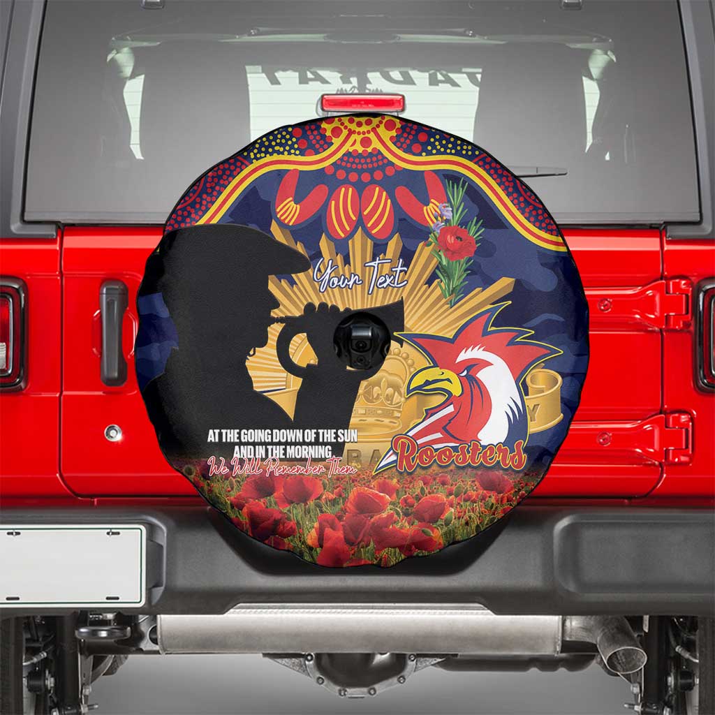 Personalised Roosters Rugby ANZAC Day Spare Tire Cover Last Post Poppy We Will Remember Them