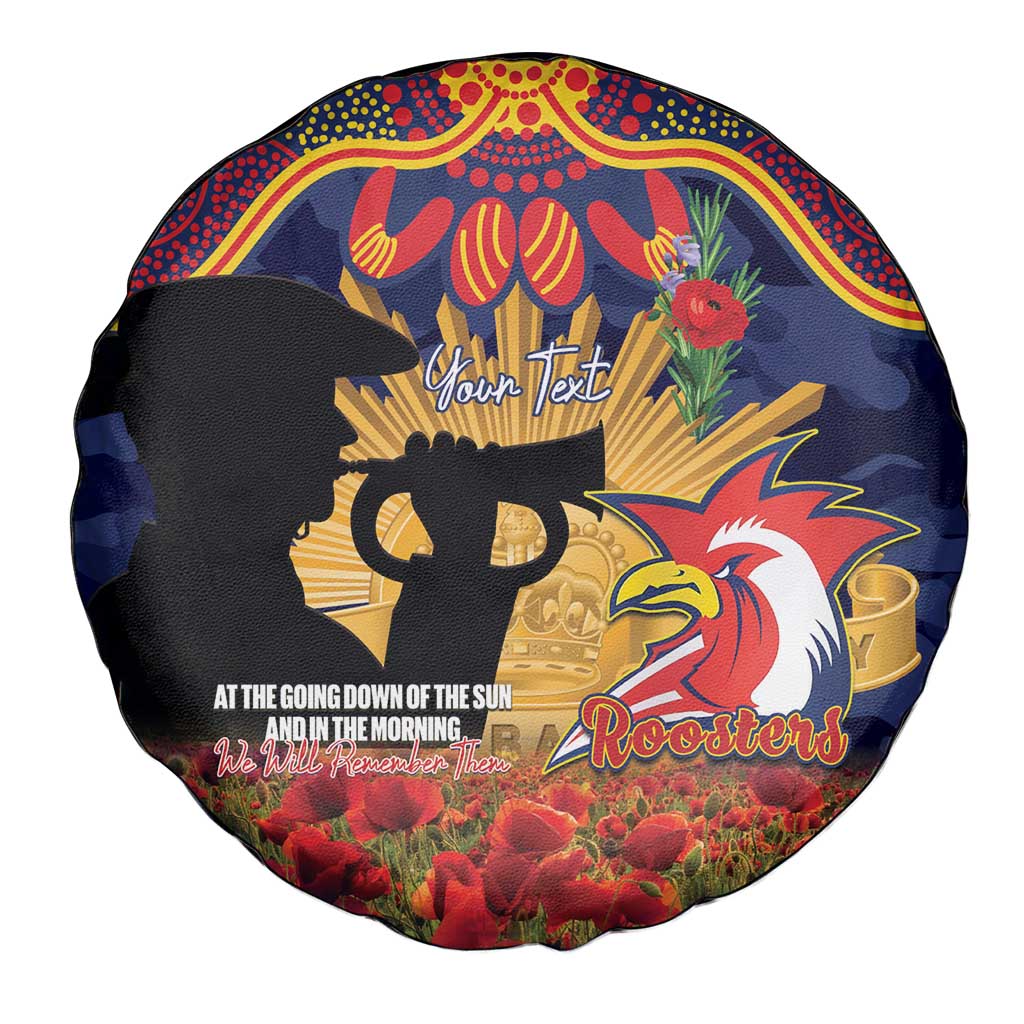 Personalised Roosters Rugby ANZAC Day Spare Tire Cover Last Post Poppy We Will Remember Them
