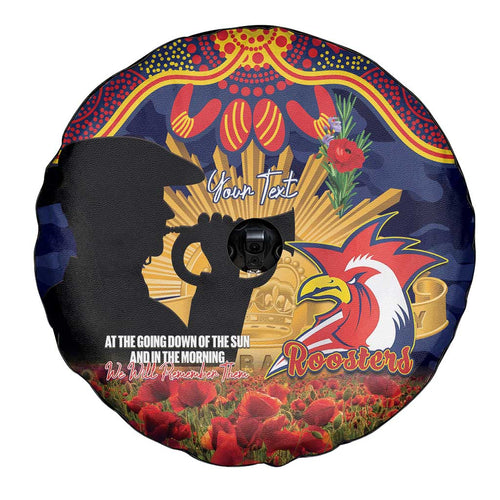 Personalised Roosters Rugby ANZAC Day Spare Tire Cover Last Post Poppy We Will Remember Them
