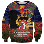 Personalised Roosters Rugby ANZAC Day Sweatshirt Last Post Poppy We Will Remember Them
