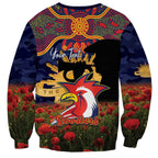 Personalised Roosters Rugby ANZAC Day Sweatshirt Last Post Poppy We Will Remember Them