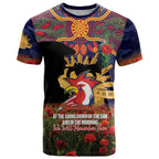 Personalised Roosters Rugby ANZAC Day T Shirt Last Post Poppy We Will Remember Them