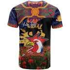Personalised Roosters Rugby ANZAC Day T Shirt Last Post Poppy We Will Remember Them
