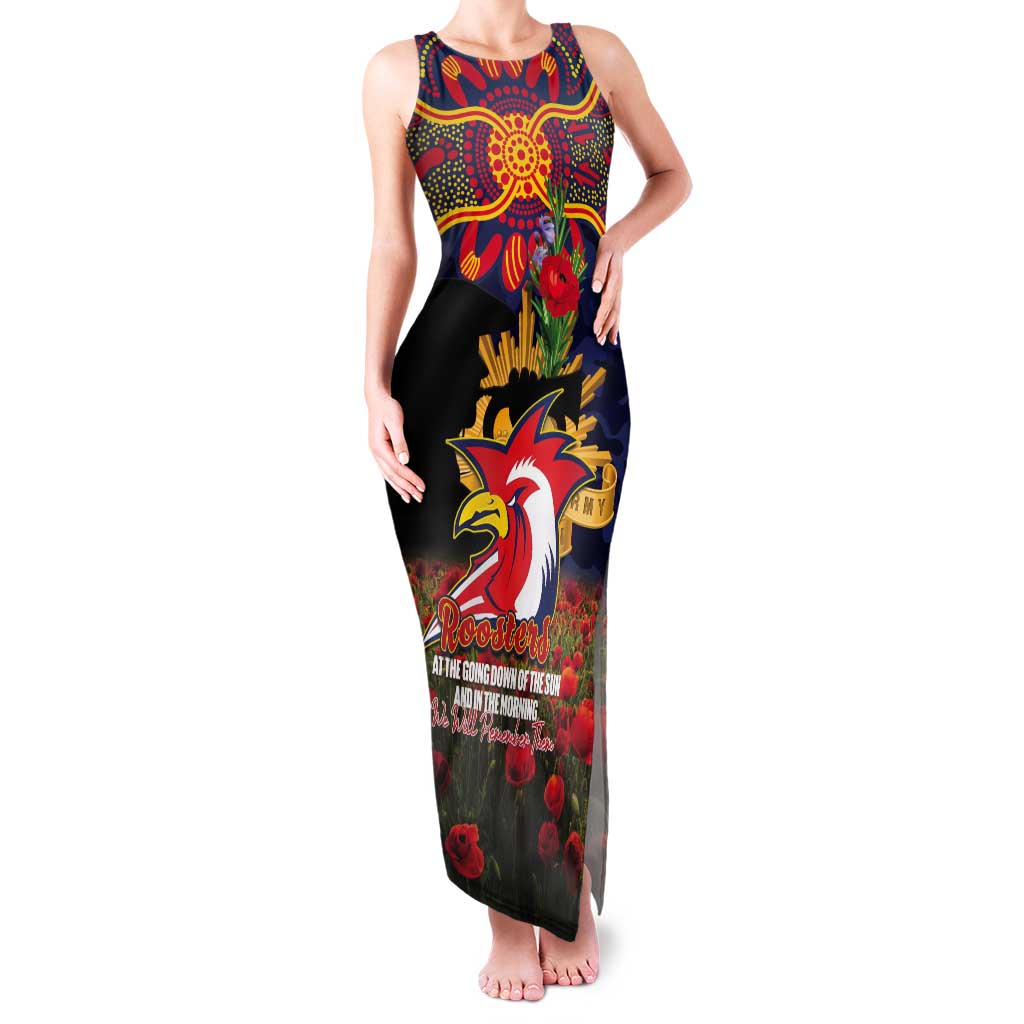 Personalised Roosters Rugby ANZAC Day Tank Maxi Dress Last Post Poppy We Will Remember Them