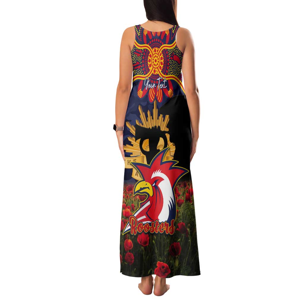 Personalised Roosters Rugby ANZAC Day Tank Maxi Dress Last Post Poppy We Will Remember Them