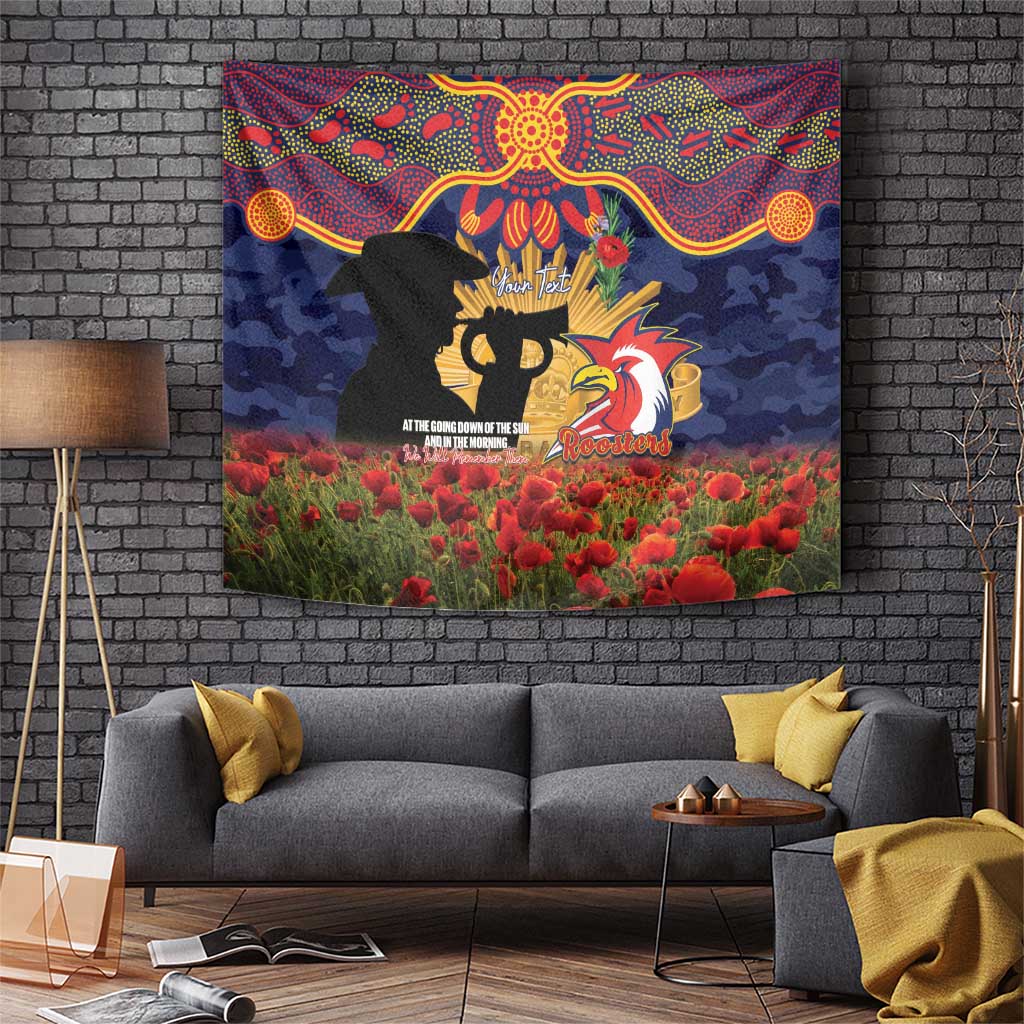 Personalised Roosters Rugby ANZAC Day Tapestry Last Post Poppy We Will Remember Them