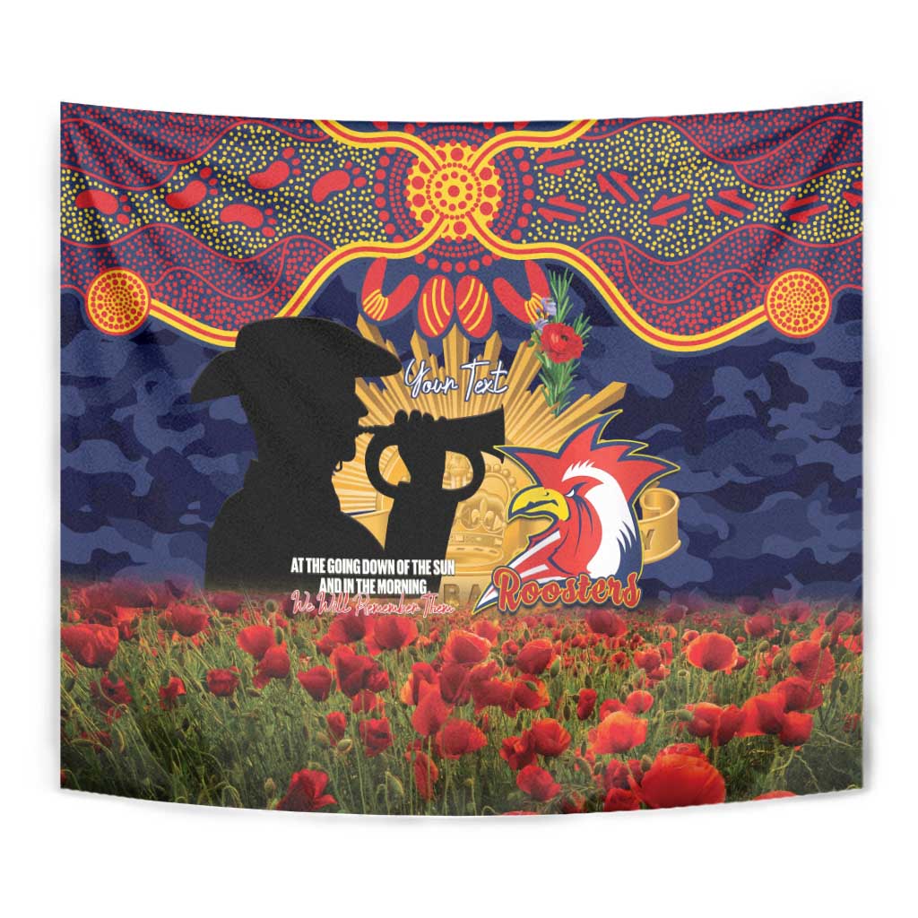 Personalised Roosters Rugby ANZAC Day Tapestry Last Post Poppy We Will Remember Them