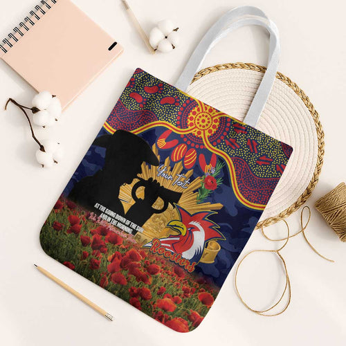 Personalised Roosters Rugby ANZAC Day Tote Bag Last Post Poppy We Will Remember Them