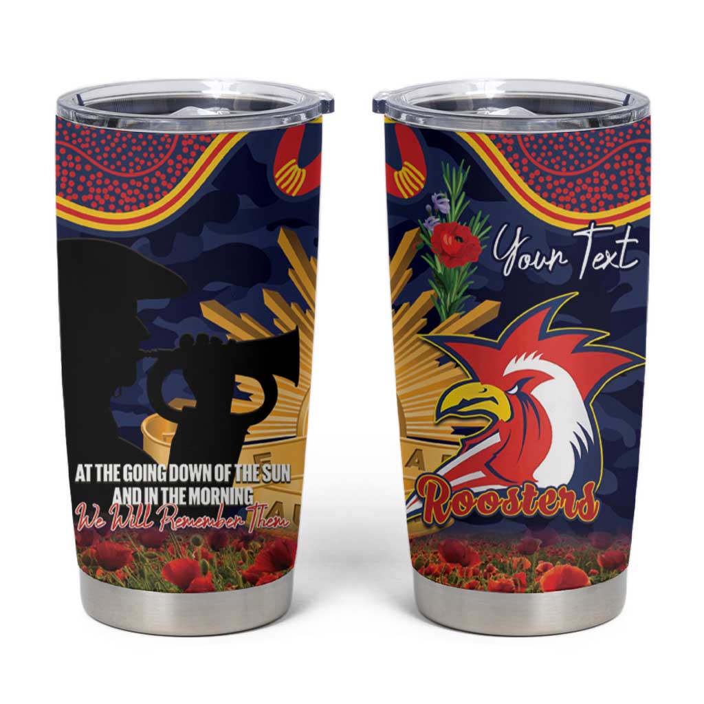 Personalised Roosters Rugby ANZAC Day Tumbler Cup Last Post Poppy We Will Remember Them