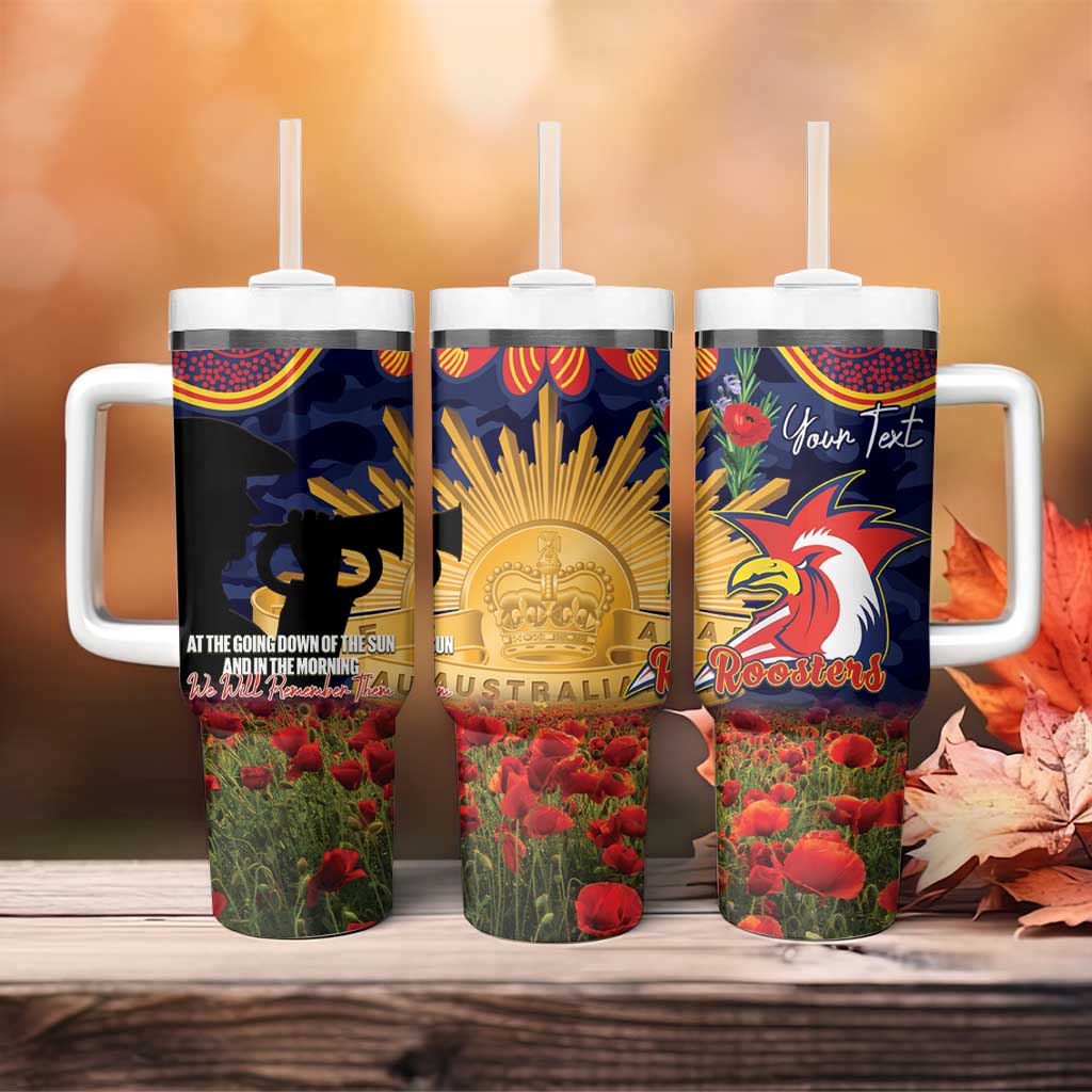 Personalised Roosters Rugby ANZAC Day Tumbler With Handle Last Post Poppy We Will Remember Them