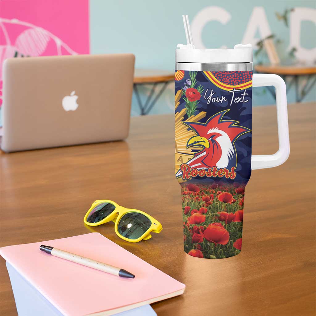 Personalised Roosters Rugby ANZAC Day Tumbler With Handle Last Post Poppy We Will Remember Them