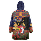 Personalised Roosters Rugby ANZAC Day Wearable Blanket Hoodie Last Post Poppy We Will Remember Them
