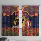 Personalised Roosters Rugby ANZAC Day Window Curtain Last Post Poppy We Will Remember Them