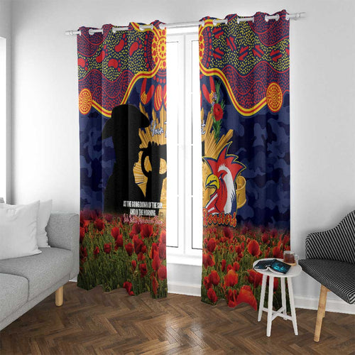 Personalised Roosters Rugby ANZAC Day Window Curtain Last Post Poppy We Will Remember Them