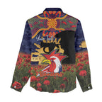 Personalised Roosters Rugby ANZAC Day Women Casual Shirt Last Post Poppy We Will Remember Them