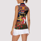 Personalised Roosters Rugby ANZAC Day Women Sleeveless Polo Shirt Last Post Poppy We Will Remember Them