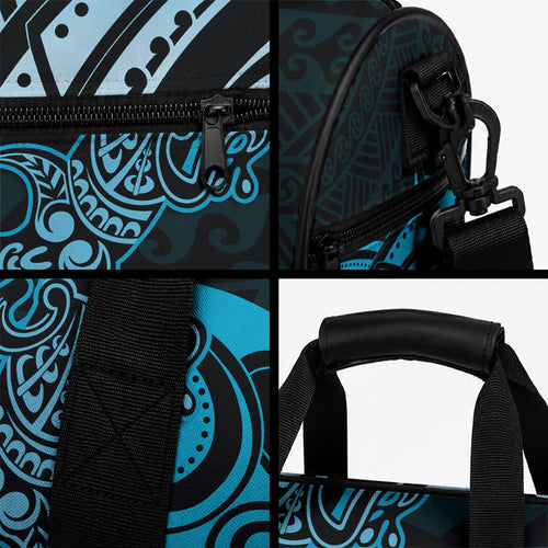 New Zealand Lizard Duffle Bag Silver Fern Aotearoa Maori Blue Version