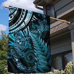 New Zealand Lizard Garden Flag Silver Fern Aotearoa Maori Blue Version