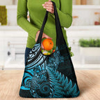 New Zealand Lizard Grocery Bag Silver Fern Aotearoa Maori Blue Version