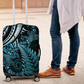 New Zealand Lizard Luggage Cover Silver Fern Aotearoa Maori Blue Version