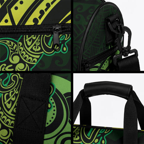 New Zealand Lizard Duffle Bag Silver Fern Aotearoa Maori Green Version