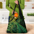 New Zealand Lizard Grocery Bag Silver Fern Aotearoa Maori Green Version