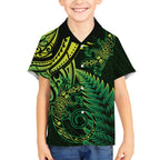 New Zealand Lizard Kid Hawaiian Shirt Silver Fern Aotearoa Maori Green Version